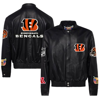 Куртка на кнопках Cincinnati Bengals Jeff Hamilton Leather - Black