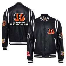 Куртка на кнопках Cincinnati Bengals Jeff Hamilton Vegan Leather - Black