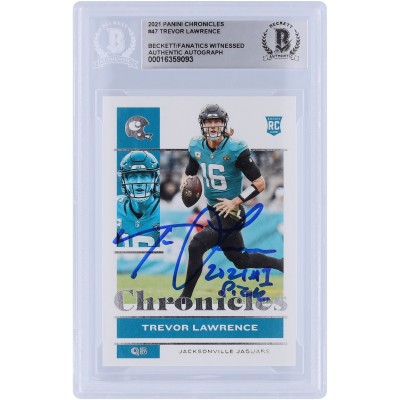 Trevor Lawrence Jacksonville Jaguars Autographed 2021 Panini Chronicles #47 Beckett Fanatics Witnessed Authenticated Rookie Card with 2021 #1 Pick Inscription