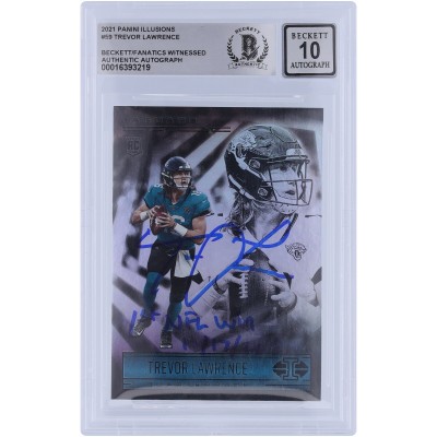 Trevor Lawrence Jacksonville Jaguars Autographed 2021 Panini Illusions #59 Beckett Fanatics Witnessed Authenticated 10 Rookie Card with 1ST NFL Win 10/17/21 Inscription
