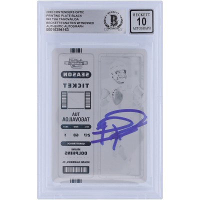 Tua Tagovailoa Miami Dolphins Autographed 2022 Panini Contenders Optic Black Printing Plate #45 #1/1 Beckett Fanatics Witnessed Authenticated 10 Card