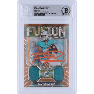Tua Tagovailoa Miami Dolphins Autographed 2022 Panini Elements Fusion Swatches Relic Orange Ink #FS-2 #/199 Beckett Fanatics Witnessed Authenticated 10 Card