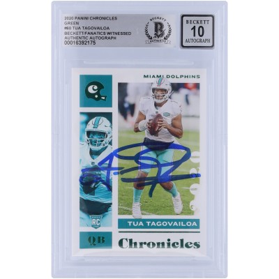 Tua Tagovailoa Miami Dolphins Autographed 2020 Panini Chronicles Green #60 Beckett Fanatics Witnessed Authenticated 10 Rookie Card