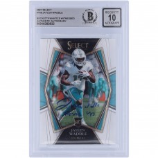 Jaylen Waddle Miami Dolphins Autographed 2021 Panini Select Premier Level #148 Beckett Fanatics Witnessed Authenticated 10 Rookie Card with Fins Up Inscription