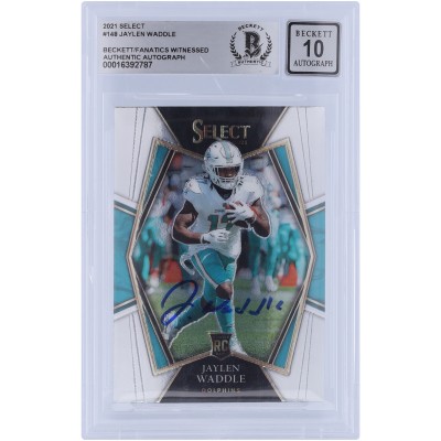 Jaylen Waddle Miami Dolphins Autographed 2021 Panini Select Premier Level #148 Beckett Fanatics Witnessed Authenticated 10 Rookie Card