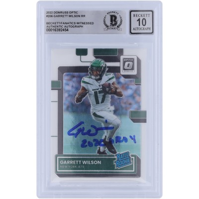 Garrett Wilson New York Jets Autographed 2022 Panini Donruss Optic Rated Rookie #206 Beckett Fanatics Witnessed Authenticated 10 Rookie Card with 2022 OROY Inscription