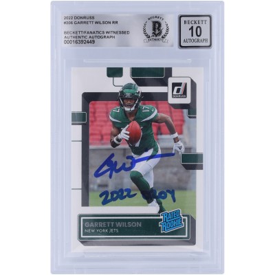 Garrett Wilson New York Jets Autographed 2022 Panini Donruss Rated Rookie #306 Beckett Fanatics Witnessed Authenticated 10 Rookie Card with 2022 OROY Inscription