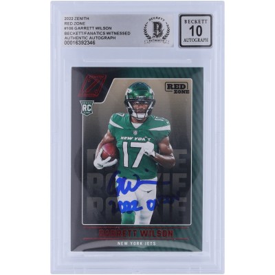 Garrett Wilson New York Jets Autographed 2022 Panini Zenith Red Zone #106 Beckett Fanatics Witnessed Authenticated 10 Rookie Card with 2022 OROY Inscription