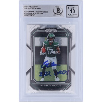 Garrett Wilson New York Jets Autographed 2022 Panini Prizm #309 Beckett Fanatics Witnessed Authenticated 10 Rookie Card with 2022 OROY Inscription