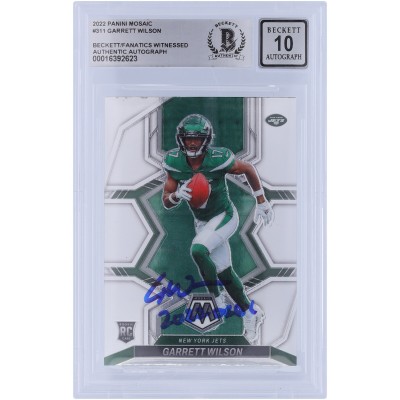 Garrett Wilson New York Jets Autographed 2022 Panini Mosaic #311 Beckett Fanatics Witnessed Authenticated 10 Rookie Card with 2022 OROY Inscription