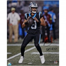 Bryce Young Carolina Panthers Autographed Fanatics Authentic 16 x 20 Vertical Passing in Black Jersey Photograph with 2023 #1 Pick Inscription