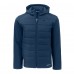 New England Patriots Cutter & Buck Navy Americana Evoke Hybrid Eco Softshell Recycled Full-Zip Hooded Jacket