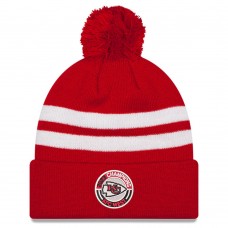 Шапка с помпоном Kansas City Chiefs New Era 2023 AFC West Division Champions Cuffed Knit - Red