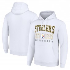 Unisex Pittsburgh Steelers Starter White Throwback Logo Pullover Hoodie