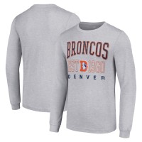 Denver Broncos Starter Heather Gray Throwback Logo Long Sleeve T-Shirt