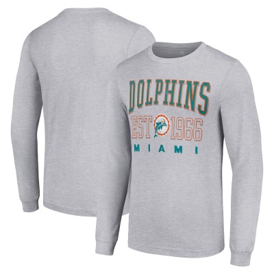 Футболка с длинным рукавом Miami Dolphins Starter Throwback Logo - Heather Gray