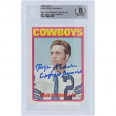 Roger Staubach Dallas Cowboys Autographed 1972 Topps #200 Beckett Fanatics Witnessed Authenticated Rookie Card with Captain America Inscription