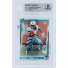 Jaylen Waddle Miami Dolphins Autographed 2021 Panini Donruss Optic Rated Rookie #208 Beckett Fanatics Witnessed Authenticated Rookie Card with Fins Up Inscription