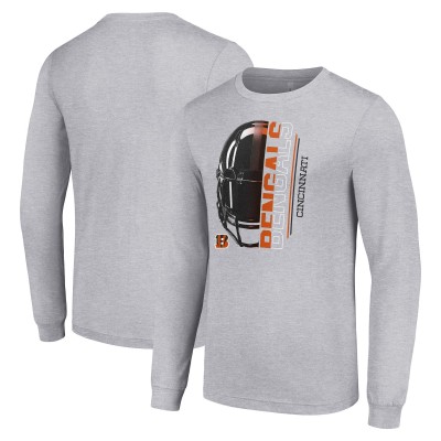 Футболка Cincinnati Bengals Starter Half Helmet Logo Long Sleeve Heathered - Heather Gray