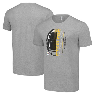 Pittsburgh Steelers Starter Heather Gray Half Helmet Logo T-Shirt