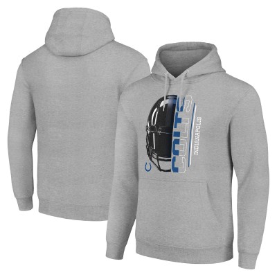 Unisex Indianapolis Colts Starter Heather Gray Half Helmet Logo Pullover Hoodie