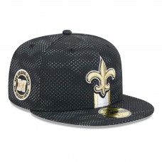 Бейсболка New Orleans Saints New Era Black 2024 Sideline 59FIFTY Fitted