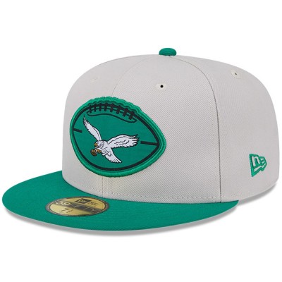 Бейсболка Philadelphia Eagles New Era 2024 Sideline Historic 59FIFTY - Stone/Kelly Green