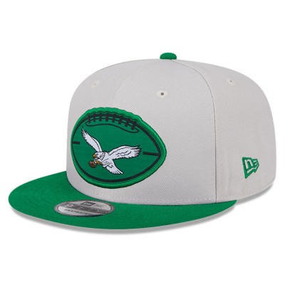 Бейсболка Philadelphia Eagles New Era 2024 Sideline Historic 9FIFTY - Stone/Kelly Green