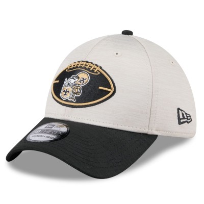 Бейсболка New Orleans Saints New Era Stone/Black 2024 Sideline Historic 39THIRTY Flex
