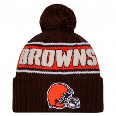 Шапка с помпоном Cleveland Browns New Era Brown 2024 Sideline