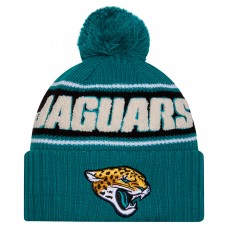 Шапка с помпоном Jacksonville Jaguars New Era Teal 2024 Sideline