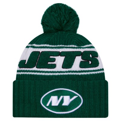 Шапка с помпоном New York Jets New Era Green 2024 Sideline