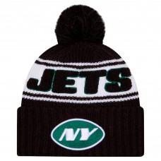 Шапка с помпоном New York Jets New Era Black 2024 Sideline Шапка с помпоном New York Jets New Era Black 2024 Sideline