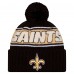 Шапка с помпоном New Orleans Saints New Era Black 2024 Sideline Cuffed Knit