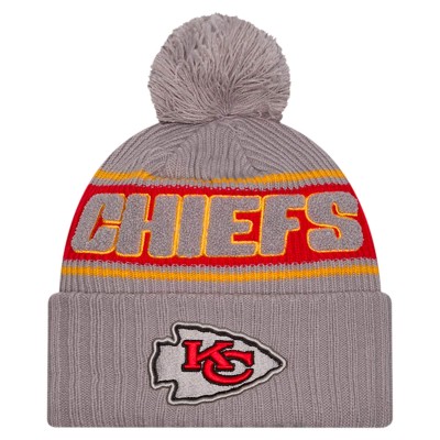 Kansas City Chiefs New Era 2024 Sideline Sport Cuffed Knit Hat with Pom - Gray