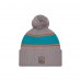Шапка с помпоном Miami Dolphins New Era Gray 2024 Sideline Sport Cuffed Knit