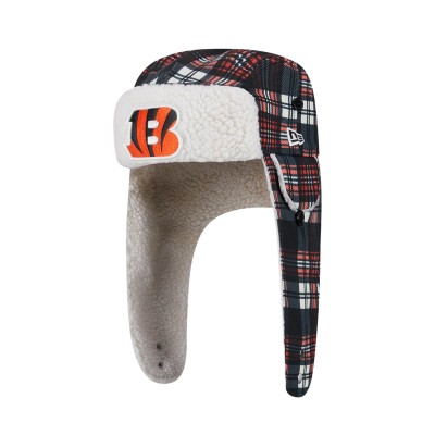 Cincinnati Bengals New Era Black Sideline Plaid Sherpa Trapper Hat