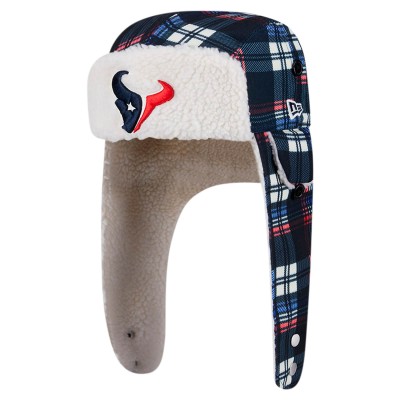Houston Texans New Era Navy Sideline Plaid Sherpa Trapper Hat