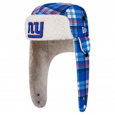 New York Giants New Era Royal Sideline Plaid Sherpa Trapper Hat