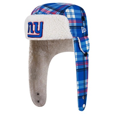 New York Giants New Era Royal Sideline Plaid Sherpa Trapper Hat