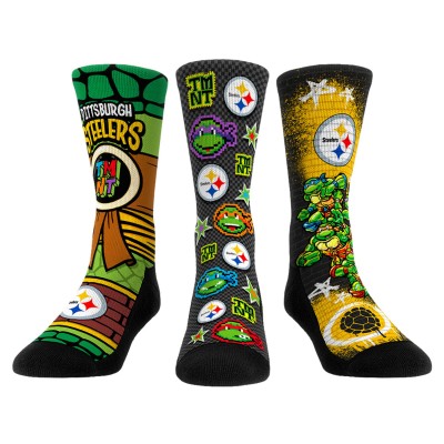 Три пары носков Pittsburgh Steelers Rock Em Socks Unisex TMNT - Gold