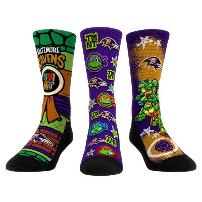 Три пары носков Baltimore Ravens Rock Em Socks Unisex TMNT - Purple