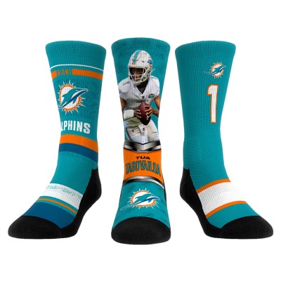 Три пары носков Tua Tagovailoa Miami Dolphins Rock Em Socks Unisex