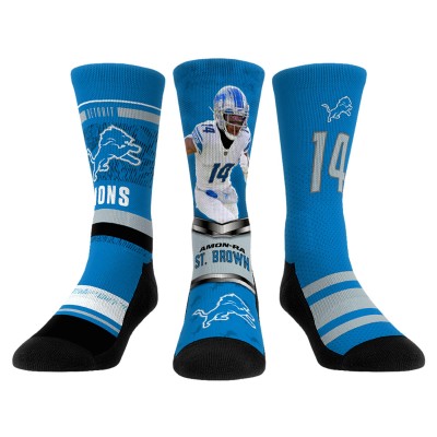 Три пары носков Amon-Ra St. Brown Detroit Lions Rock Em Socks Unisex