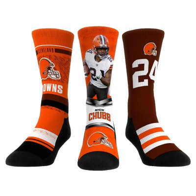 Три пары носков Nick Chubb Cleveland Browns Rock Em Socks Unisex