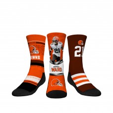 Подростковая Cleveland Browns Denzel Ward Rock Em Socks 3-Pack Crew Sock Set Подростковая Cleveland Browns Denzel Ward Rock Em Socks 3-Pack Crew Sock Set