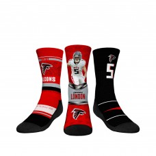 Подростковая Atlanta Falcons Drake London Rock Em Socks 3-Pack Crew Sock Set
