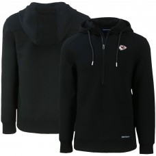 Kansas City Chiefs Cutter & Buck Black Primary Mark Roam Eco Recycled Half-Zip Pullover Hoodie