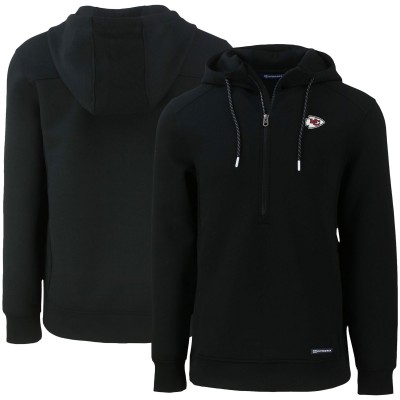 Kansas City Chiefs Cutter & Buck Black Primary Mark Roam Eco Recycled Half-Zip Pullover Hoodie