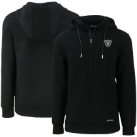 Las Vegas Raiders Cutter & Buck Black Primary Mark Roam Eco Recycled Half-Zip Pullover Hoodie